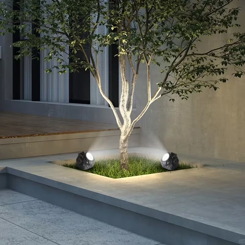 Solar Rock Spotlight Outdoor Waterproof Sensor LED Garden Landscape Tree Floodlight Lawn Decorative Light.*Black and white light