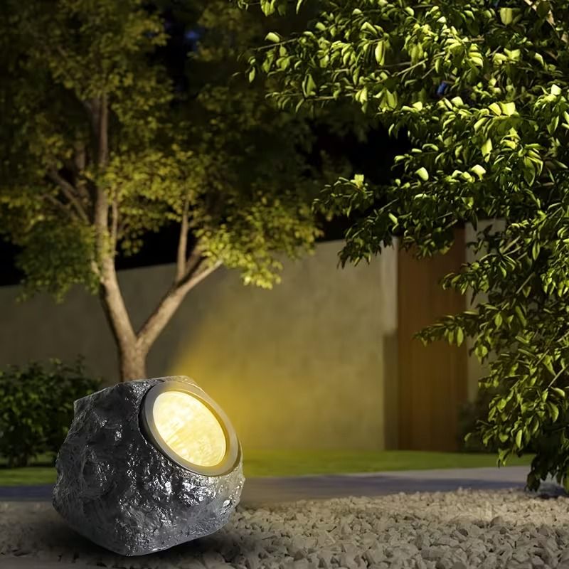 Solar Rock Spotlight Outdoor Waterproof Sensor LED Garden Landscape Tree Floodlight Lawn Decorative Light.*Black and white light
