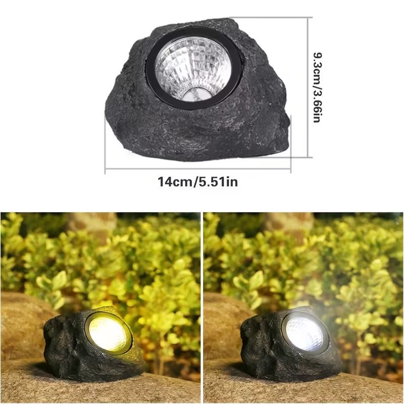Solar Rock Spotlight Outdoor Waterproof Sensor LED Garden Landscape Tree Floodlight Lawn Decorative Light.*Black and white light