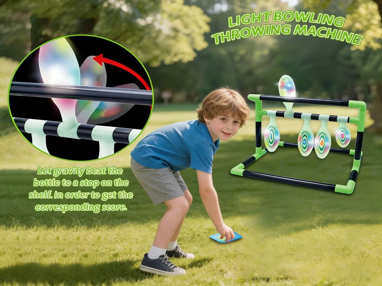 Light-Up Kids Throwing Bowling Toy, ABS Gravity Activated LED, Numbered Targets with 4 Sandbags, Indoor Outdoor Parent-Child Game, Hand-Eye Coordination Training, Holiday Birthday Gift