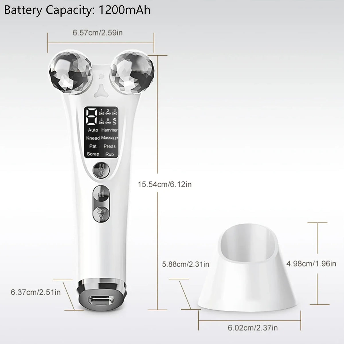 V-Shaped 360° Roller Facial Massager – 8 Modes, 9 Intensity Levels, LED Display, Red Light Therapy & Base, Home Beauty Device