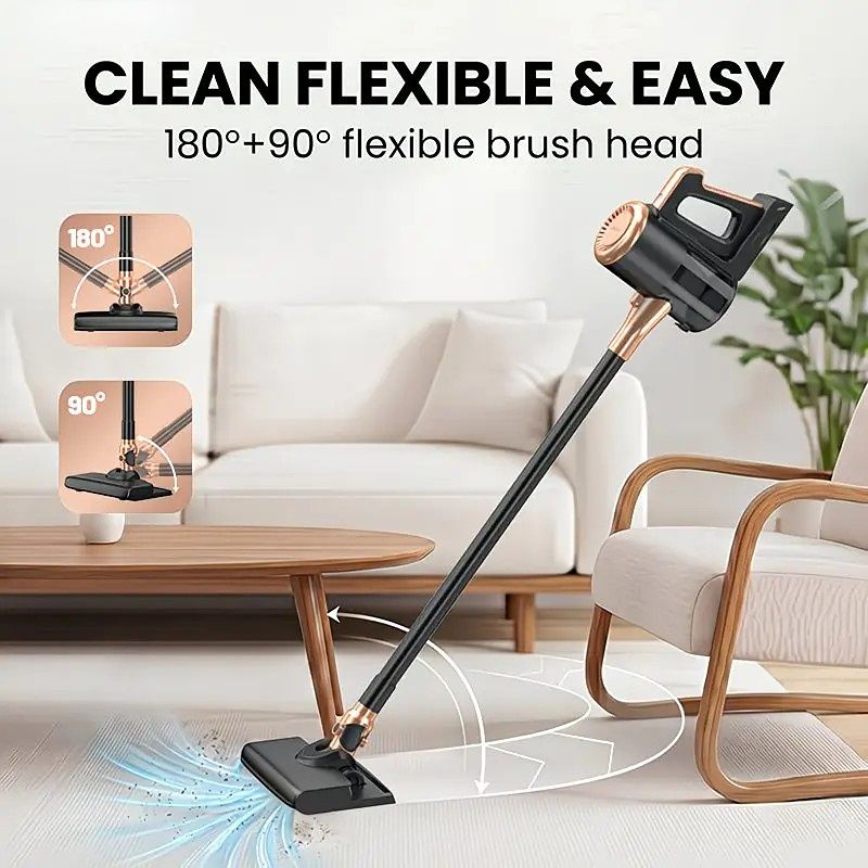 4-in-1 cordless vacuum cleaner, 50000RPM motor, 10000Pa suction, 180° rotating brush head, dual speed settings, lightweight and convenient./golden