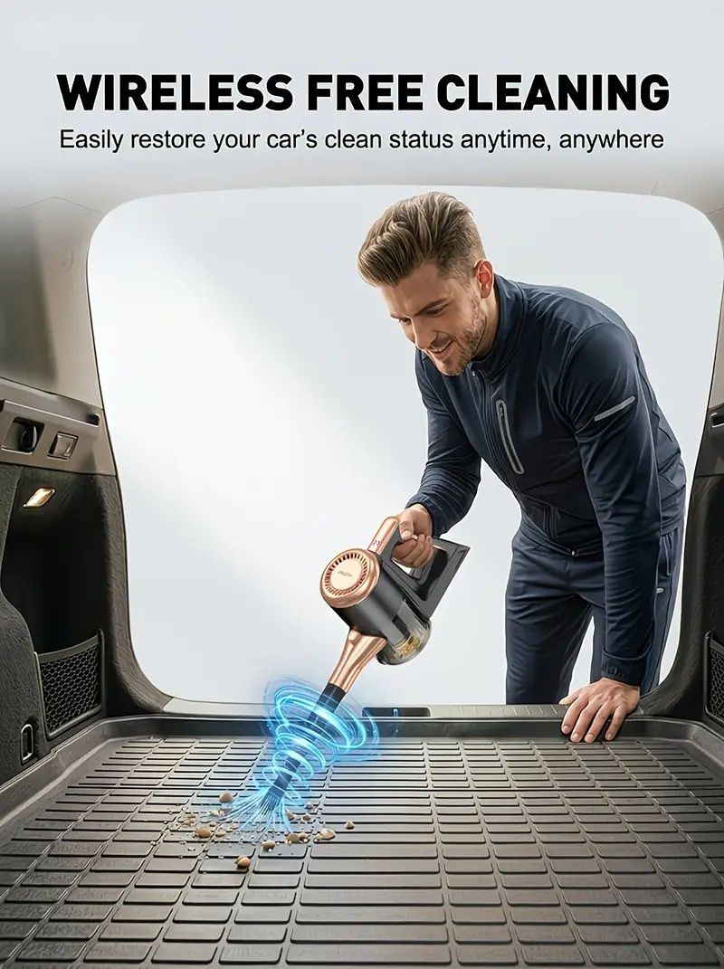 4-in-1 cordless vacuum cleaner, 50000RPM motor, 10000Pa suction, 180° rotating brush head, dual speed settings, lightweight and convenient./golden