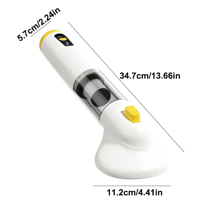 3-in-1 Pet Hair Vacuum: 37,000 RPM Powerful Suction, Vacuum & Brush Simultaneously, Low-Noise ABS Body to Reduce Stress, Type-C Fast Charging, All-in-One Grooming & Whole-Home Cleaning/yellow+white