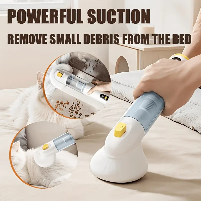 3-in-1 Pet Hair Vacuum: 37,000 RPM Powerful Suction, Vacuum & Brush Simultaneously, Low-Noise ABS Body to Reduce Stress, Type-C Fast Charging, All-in-One Grooming & Whole-Home Cleaning./WHITE