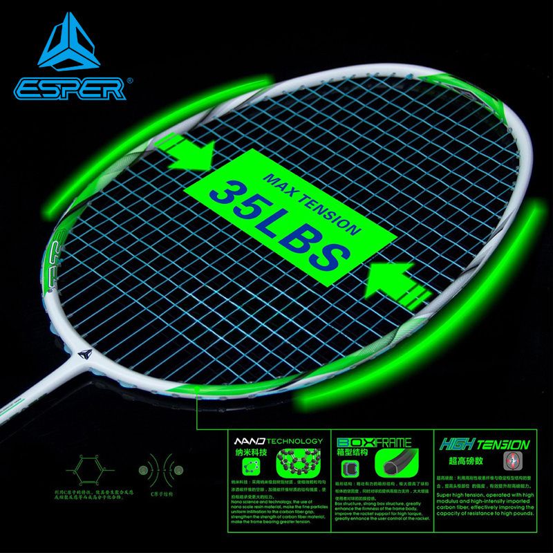ESPER Explorer X-RACE 38S Badminton Racket 4U 84g Full Carbon Fiber Beginner G5 Aerodynamic Lightweight Racket