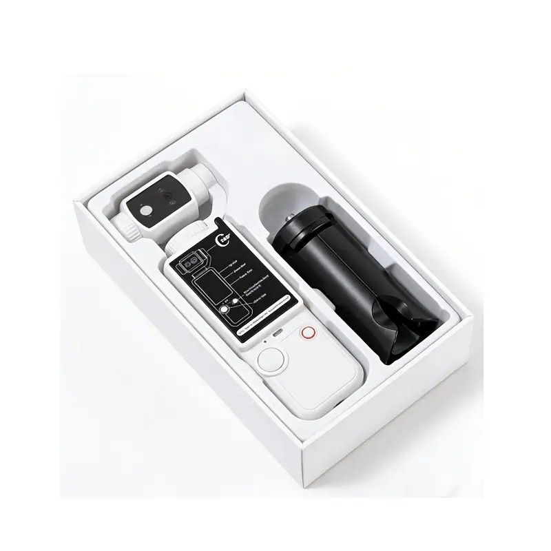 Full HD Handheld Action Camera with 16GB Memory, Portable Pocket Gimbal Camera for Outdoor Travel Vlogging, Featuring a Handheld Gimbal and 1.9-inch Screen.WHITE