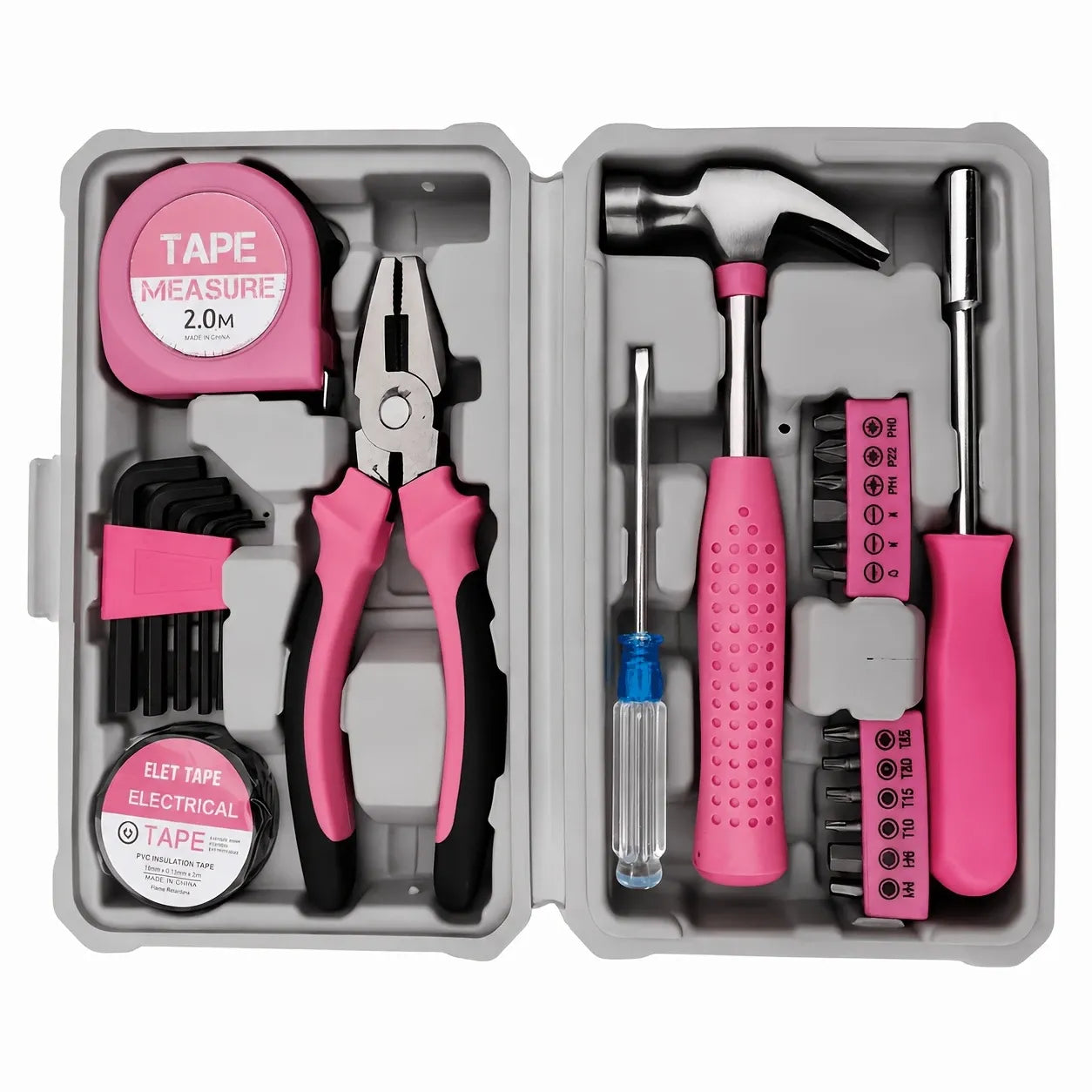 24-Piece Premium Carbon Steel Tool Set: High-End Pink Design, Rust-Resistant & Durable, Ergonomic Grip, Portable Storage, Practical for Home Repairs & Gifting