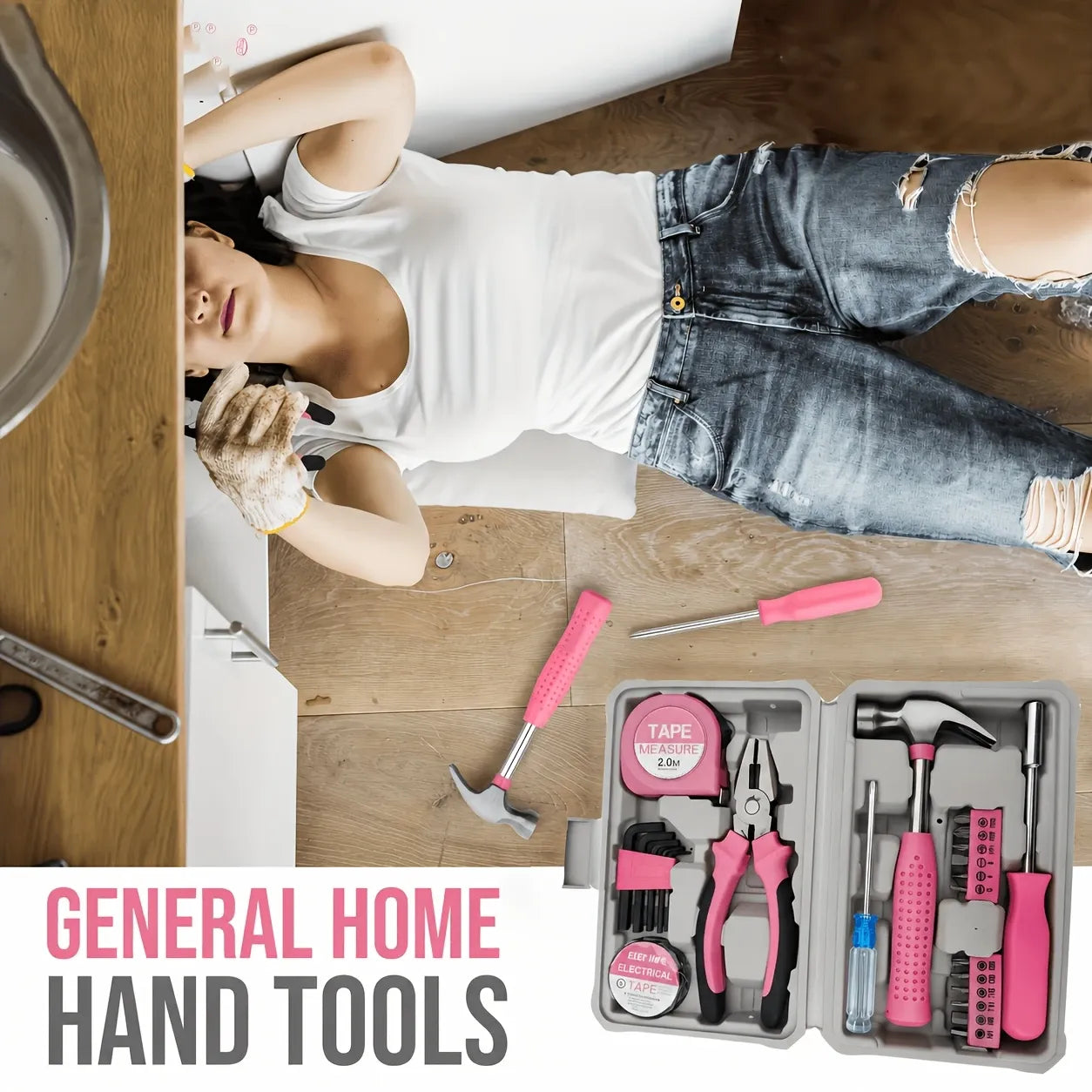24-Piece Premium Carbon Steel Tool Set: High-End Pink Design, Rust-Resistant & Durable, Ergonomic Grip, Portable Storage, Practical for Home Repairs & Gifting