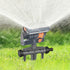 180° rotating 16-nozzle garden sprinkler, ground spike automatic irrigation, wide coverage even spray, 3-prong stable base, quick-connect easy installation, multi-sprinkler series connection, water-saving for lawn, garden, and vegetable watering.