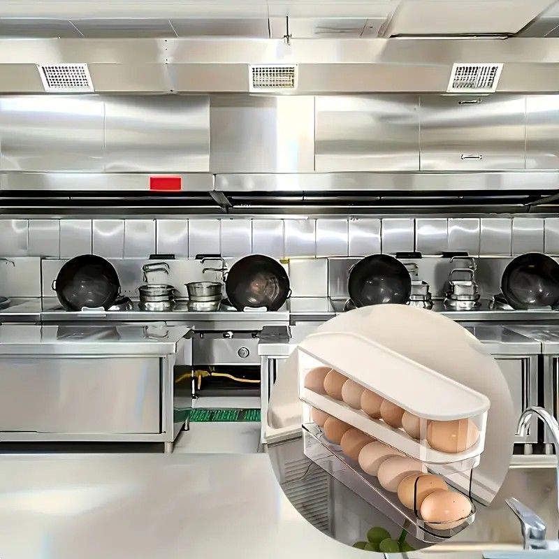 Automatic Sliding Egg Holder 12-14 Eggs Flip Lid Fridge Storage Container
