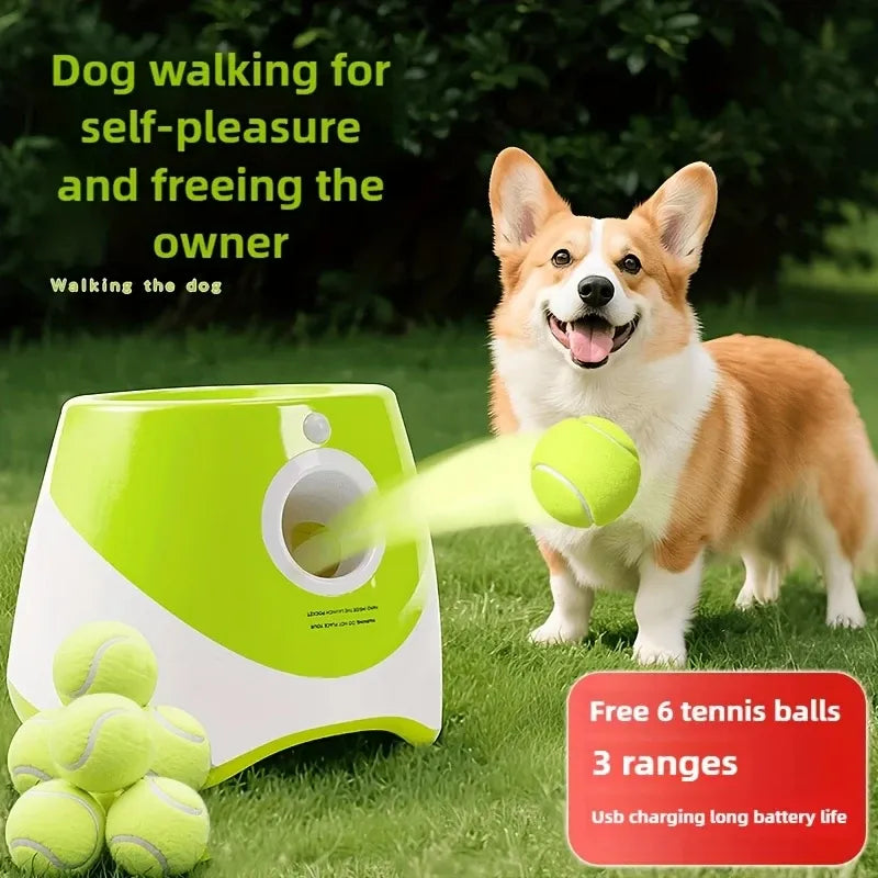 Automatic Pet Ball Launcher Toy with 3 Smart Launch Modes, Built-in Li-ion Battery & USB Charging, Long Battery Life, Indoor/Outdoor Use, Perfect Interactive Training Toy for Small and Medium Dogs(Light green)