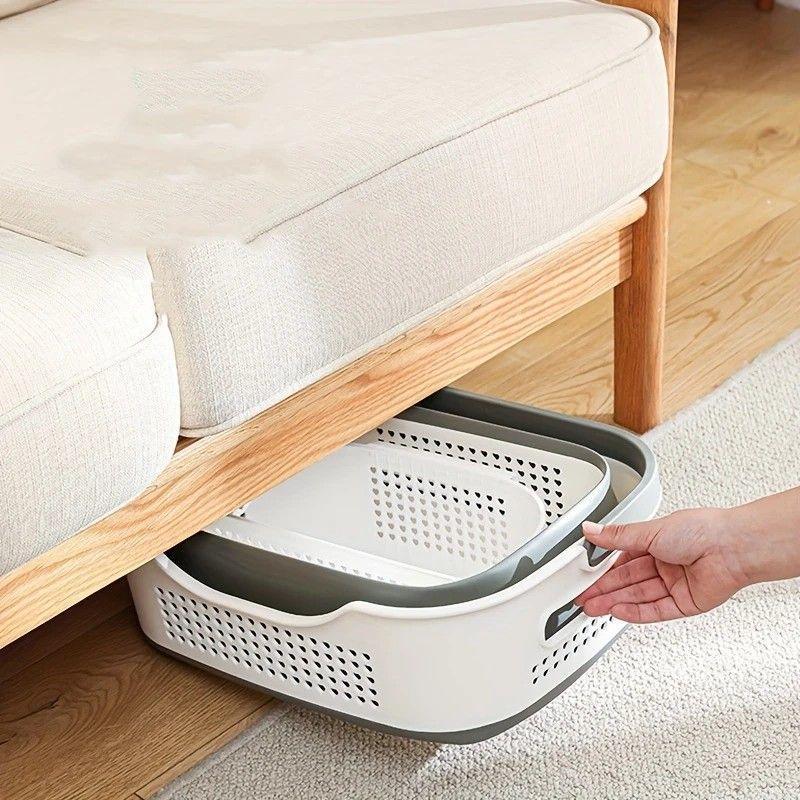 Multi-functional Folding Laundry Basket: Hassle-free Storage, One Basket for All Your Clothes Sorting。green