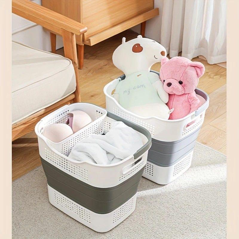 Multi-functional Folding Laundry Basket: Hassle-free Storage, One Basket for All Your Clothes Sorting。green