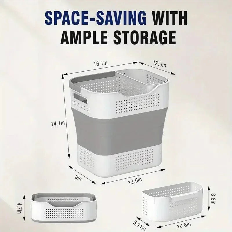 Multi-functional Folding Laundry Basket: Hassle-free Storage, One Basket for All Your Clothes Sorting。green