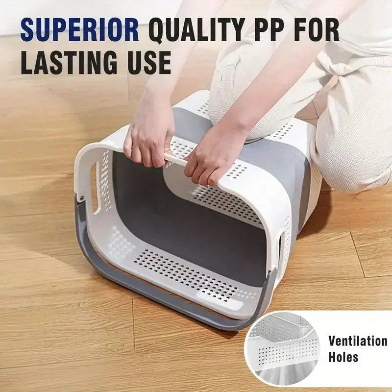 Multi-functional Folding Laundry Basket: Hassle-free Storage, One Basket for All Your Clothes Sorting。green