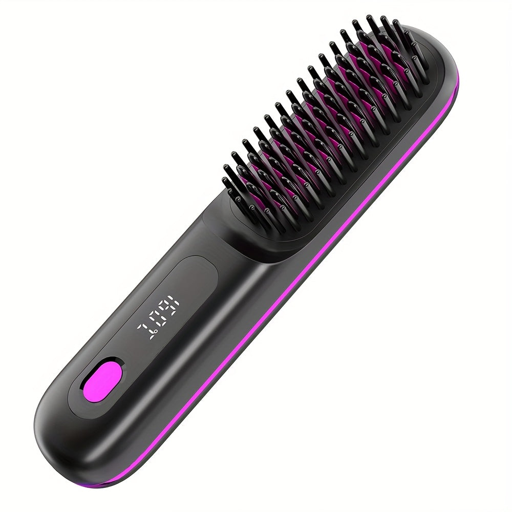 Wireless Hair Straightening Brush, Fast Heating, Women's Exclusive Styling Brush, Portable and Lightweight, Type-C Charging Port, Heat-Proof Design, USB Rechargeable.black