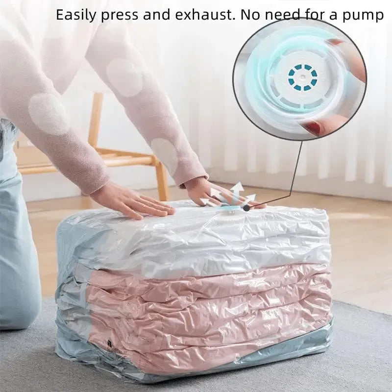 6PCS No-Pump Vacuum Storage Bags – Press to Flatten, Save 80% Space, Seasonal Storage Must-Have (Size: M)