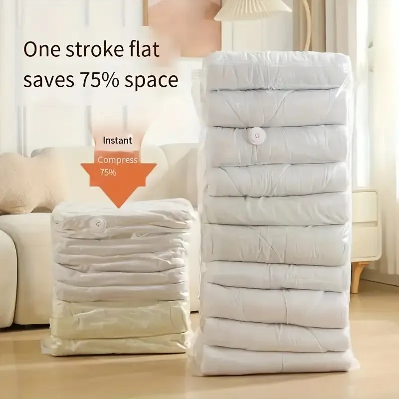 6PCS No-Pump Vacuum Storage Bags – Press to Flatten, Save 80% Space, Seasonal Storage Must-Have (Size: M)