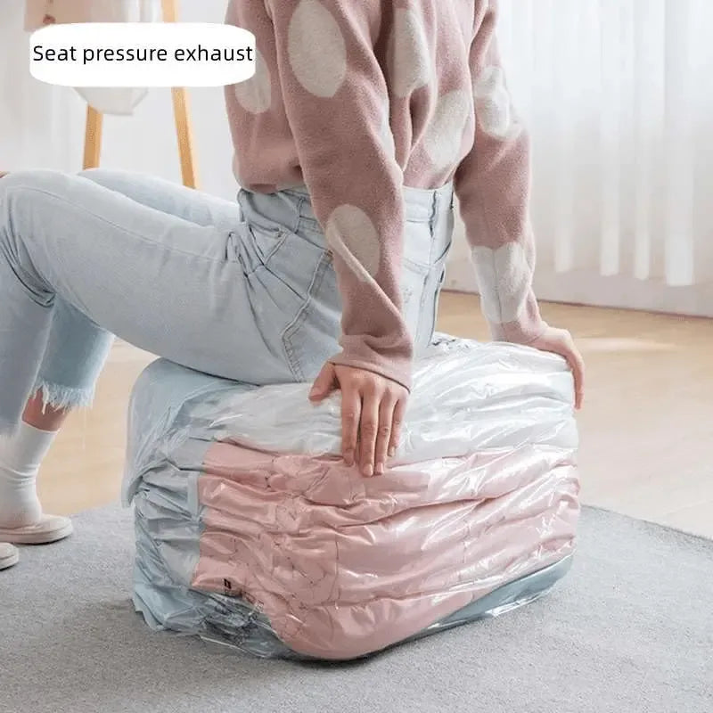 6PCS No-Pump Vacuum Storage Bags – Press to Flatten, Save 80% Space, Seasonal Storage Must-Have (Size: M)