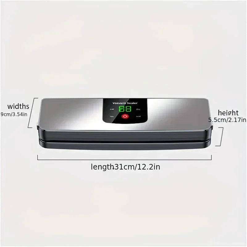 Rechargeable Vacuum Sealer – USB Portable, LED Screen, Wet/Dry Modes, Silver