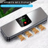 silver Rechargeable Vacuum Sealer with USB Port, designed for preserving food in both dry and wet environments, equipped with an LED screen, ideal for travel and camping.