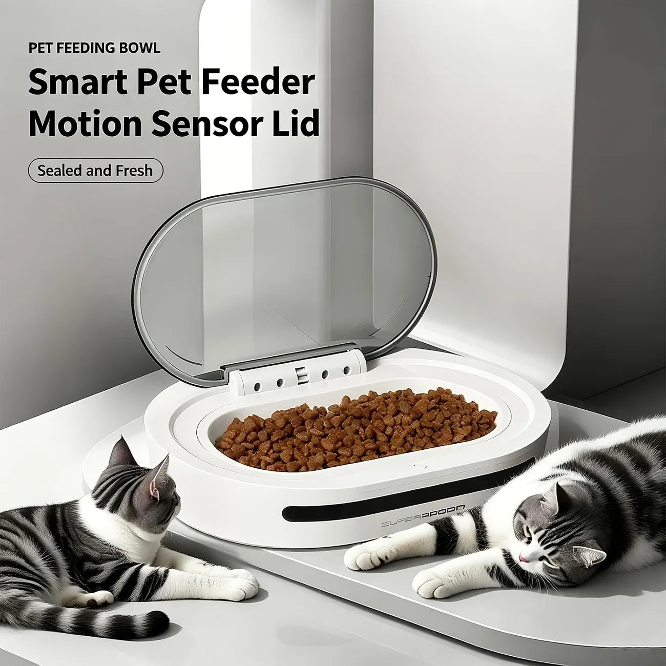 Smart Sensor Pet Feeder: 30cm Infrared Auto Open/Close / Airtight Freshness / Dual Power / Detachable Inner Bowl, 300ml Dust & Pest Proof, Worry-Free Feeding!