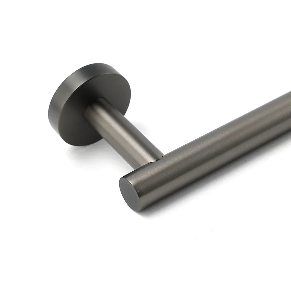 Gun Metal Stainless Steel 600mm Single Towel Rack Rail Holder Round Hanger Bar