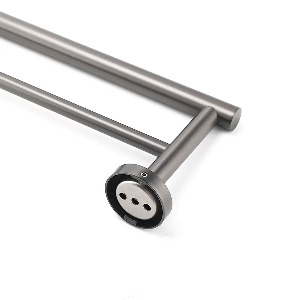 Gun Metal Stainless Steel 750mm Double Towel Rack Rail Holder Round Hanger Bar