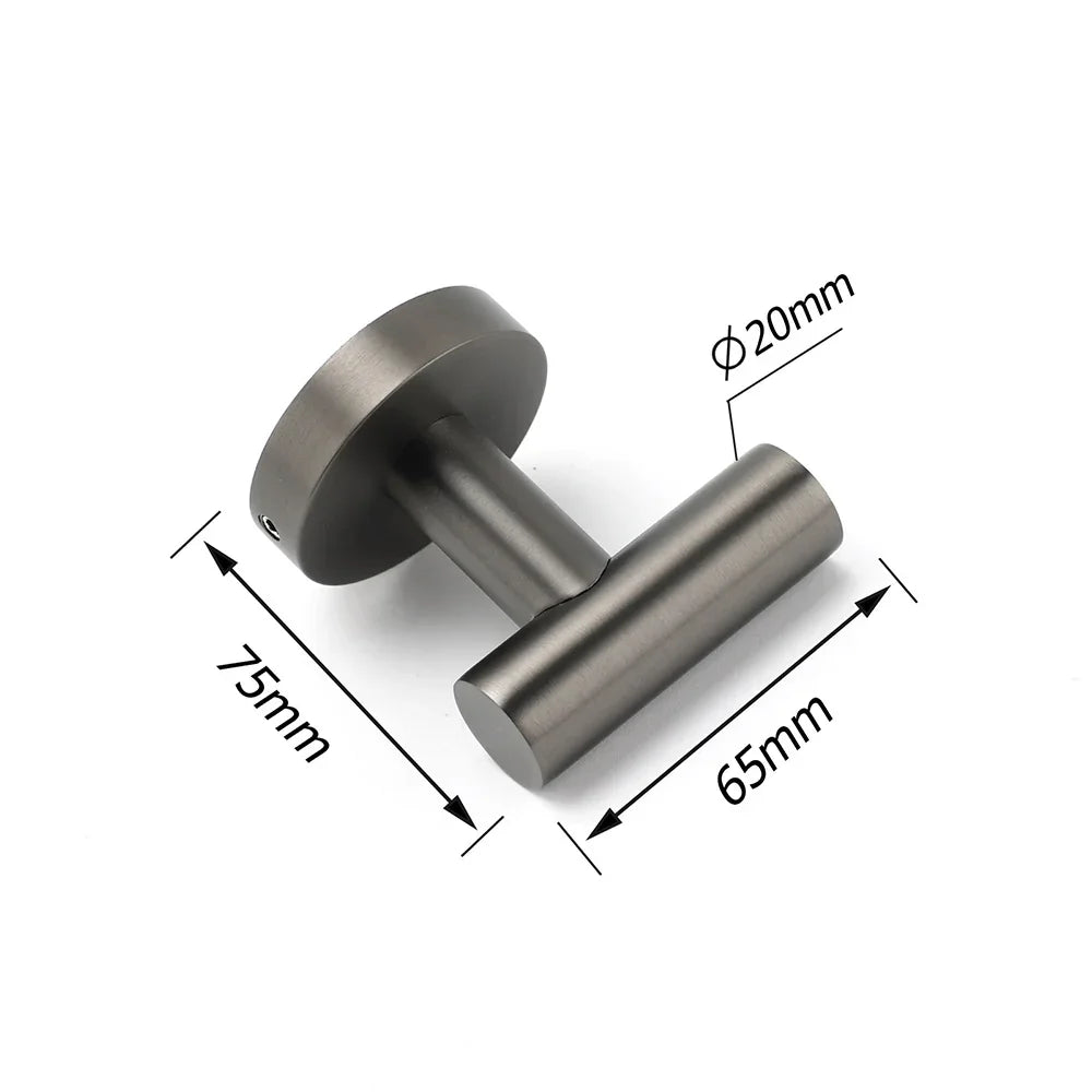 Gun Metal Tidy Robe Hook Hanger Organizer Bathroom Stainless Steel Wall Mounted