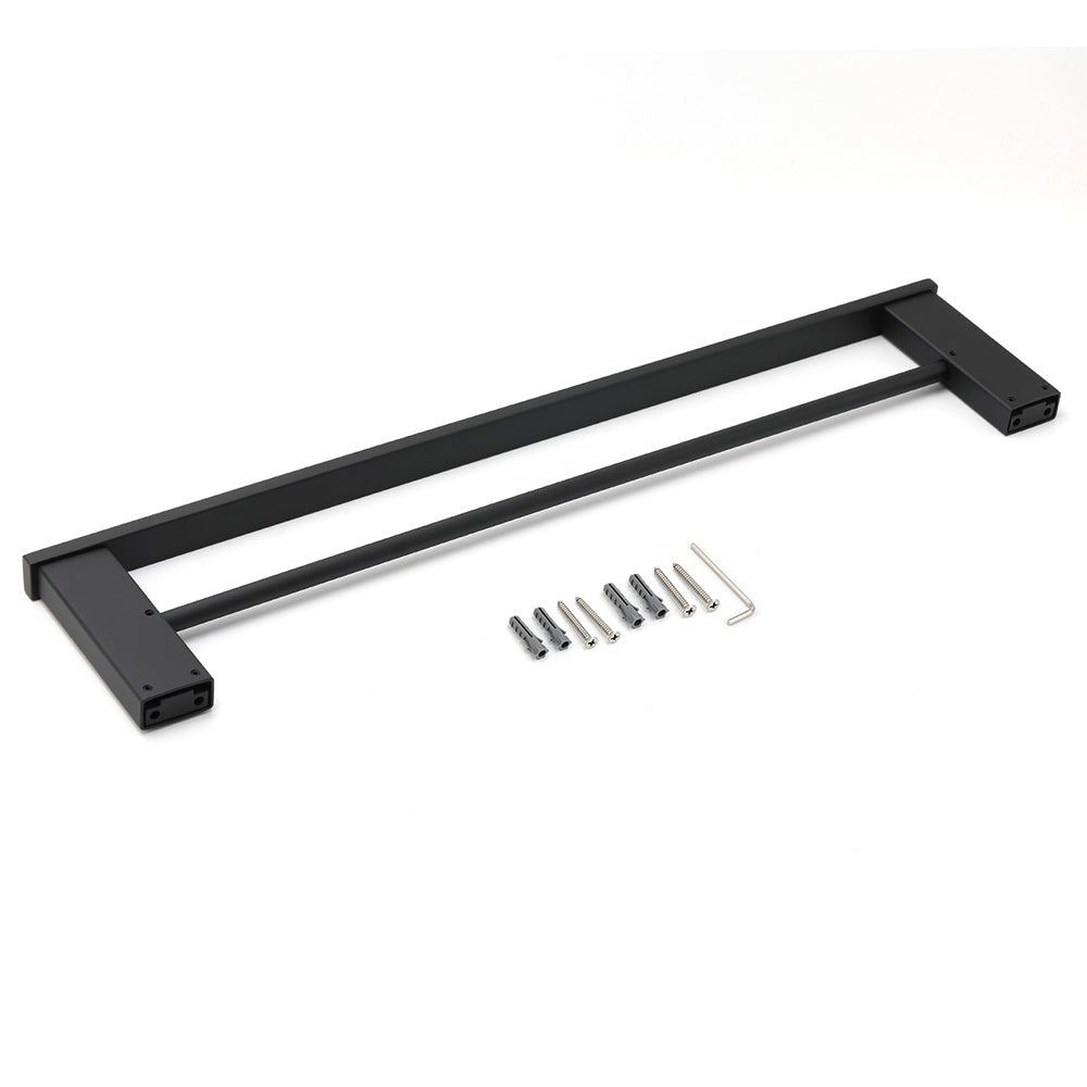 Matt Black Cubic Square 600mm Double Towel Rail Rack Hanger Holder Bar Wall Kit