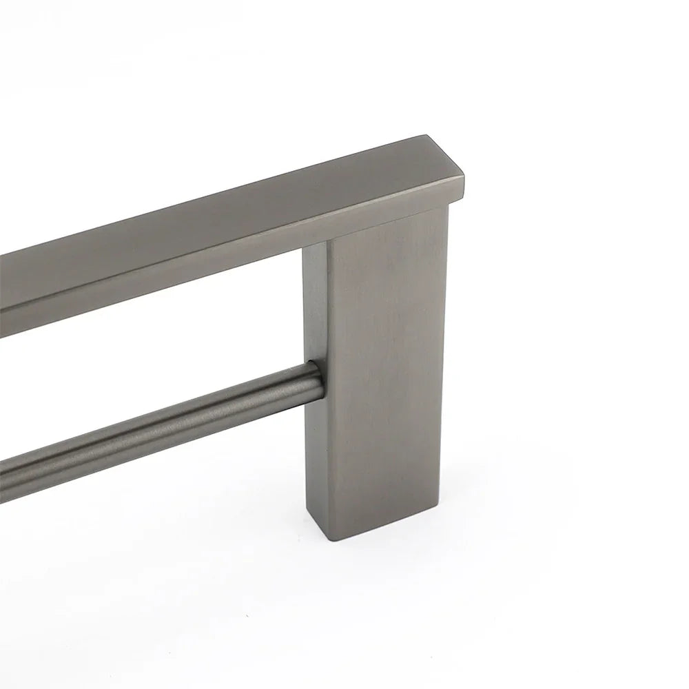 Gun Metal Grey Square Strong Towel Rail Rack 600mm Double Hanger Holder Bar Kit