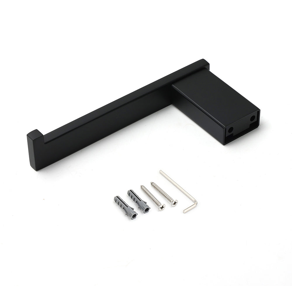 Matt Black Square Cubic Toilet Paper Roll Tissue Roll Holder Rack Wall Hook Kit
