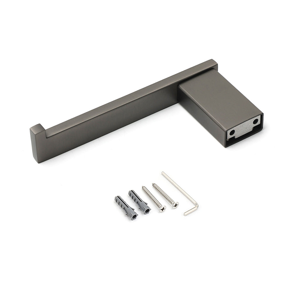 Gun Metal Square Toilet Paper Roll Tissue Roll Holder Hook Rack Wall Mounted Set