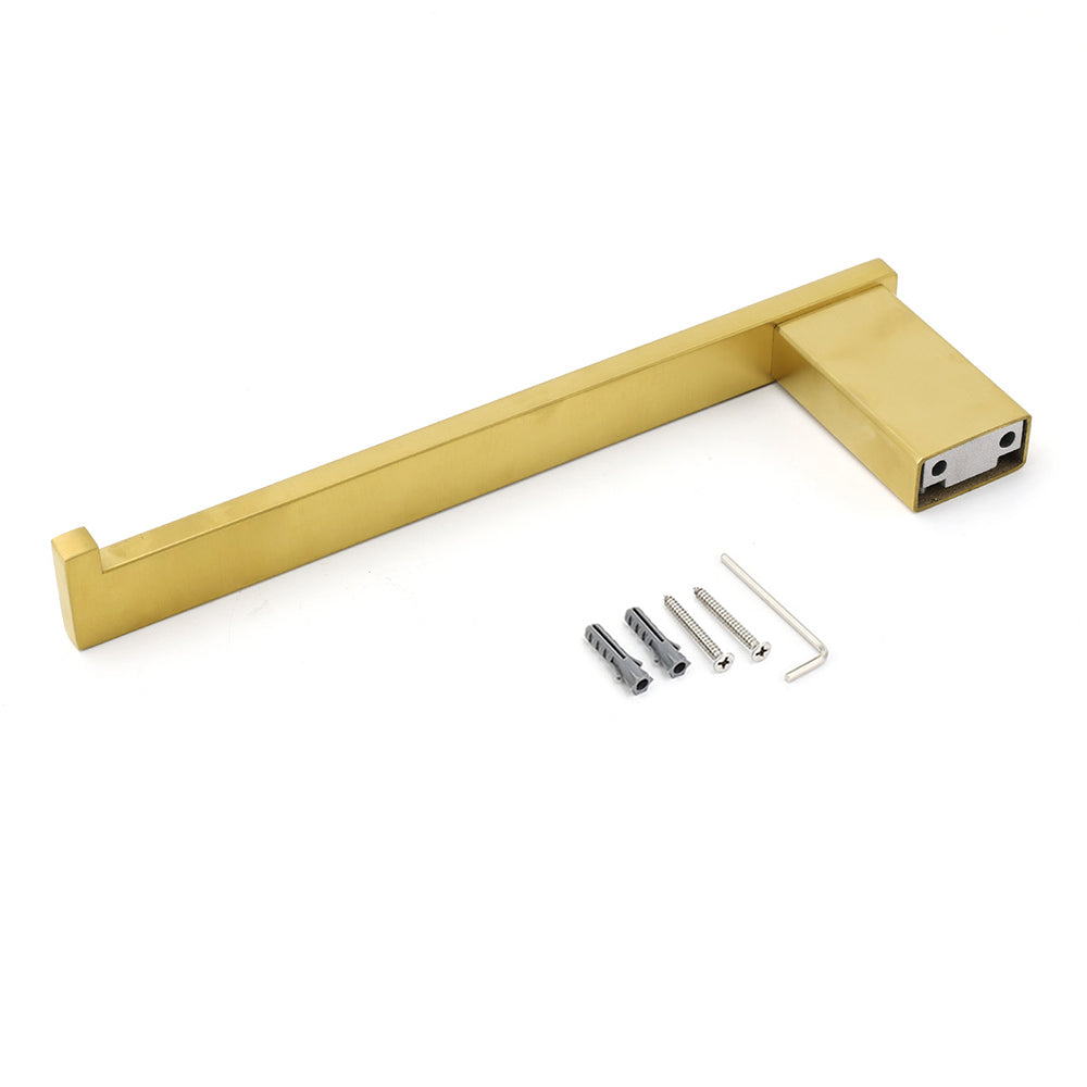 Brushed Gold Cubic Square Towel Holder Rack Clothes Hook Kit Bathroom Accessory
