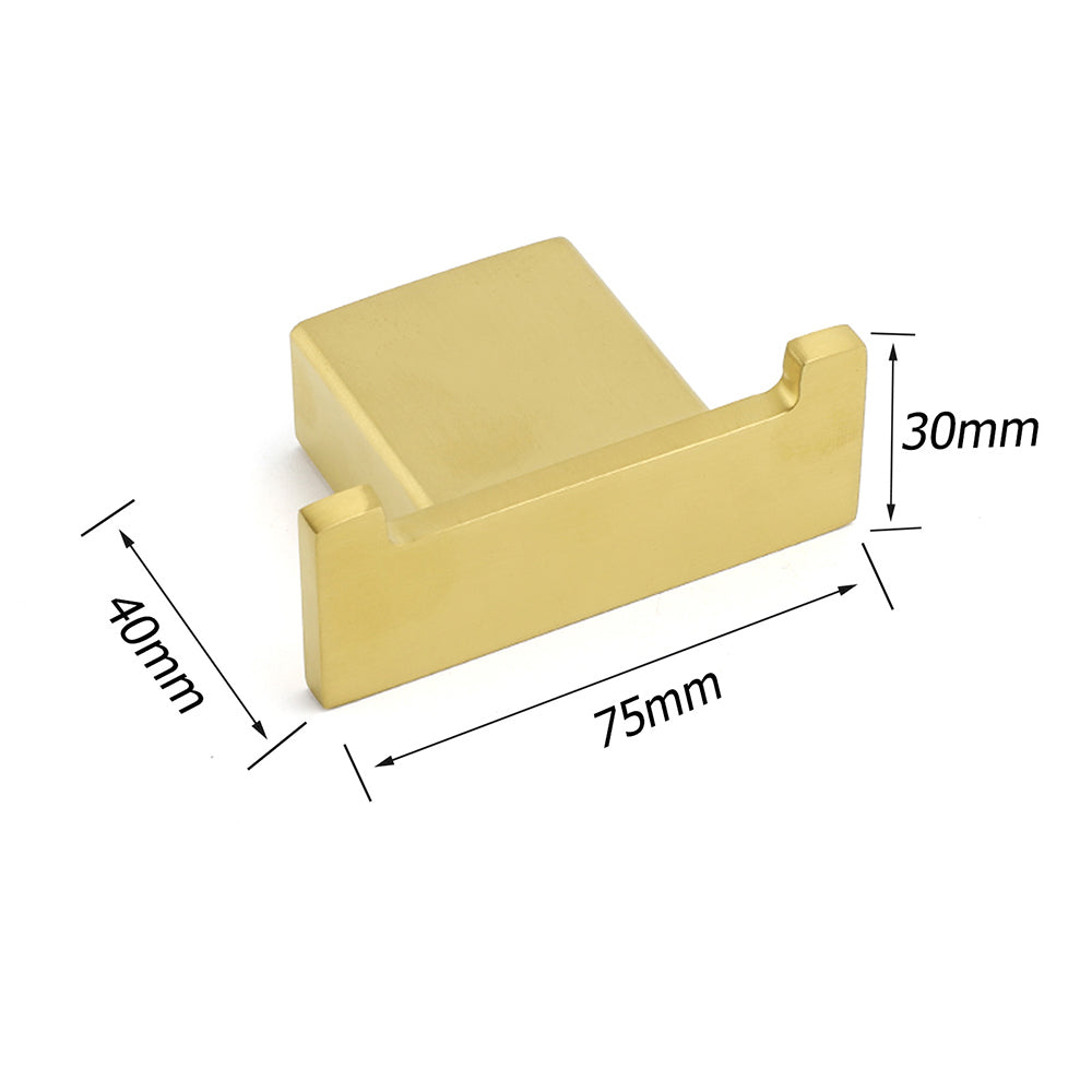 Brushed Gold Square Robe Hook Clothes Towel Towel Hanger Holder Wall Mounted Kit