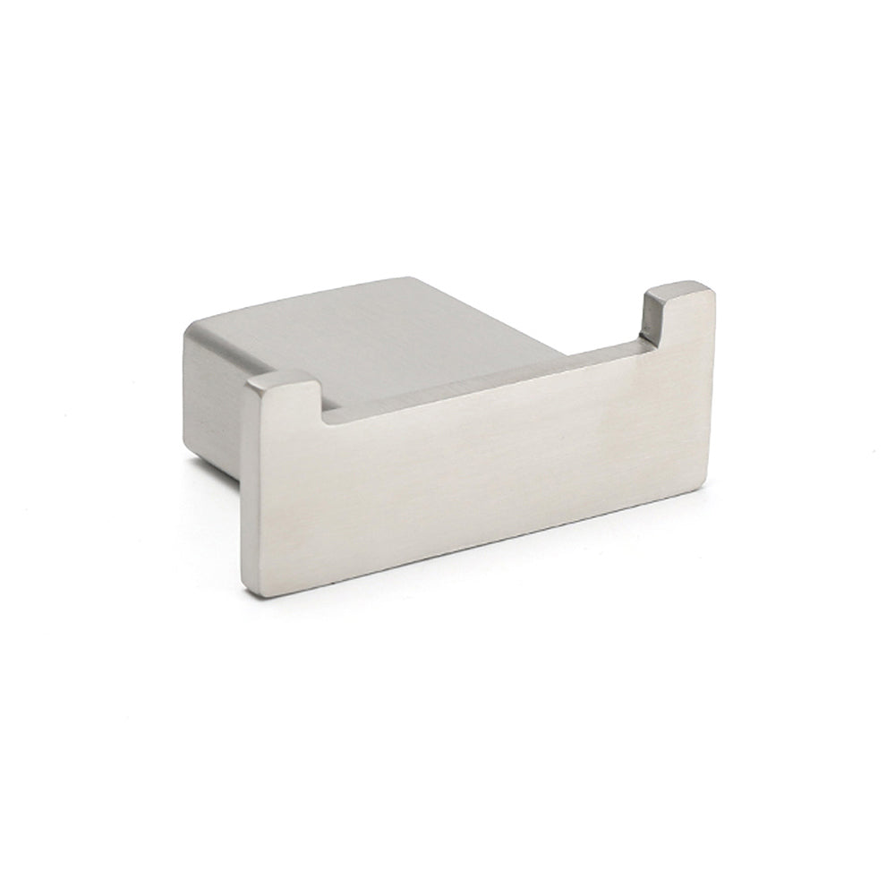 Brushed Nickel SUS Square Robe Hook Clothes Towel Holder Hanger Wall Mounted Kit