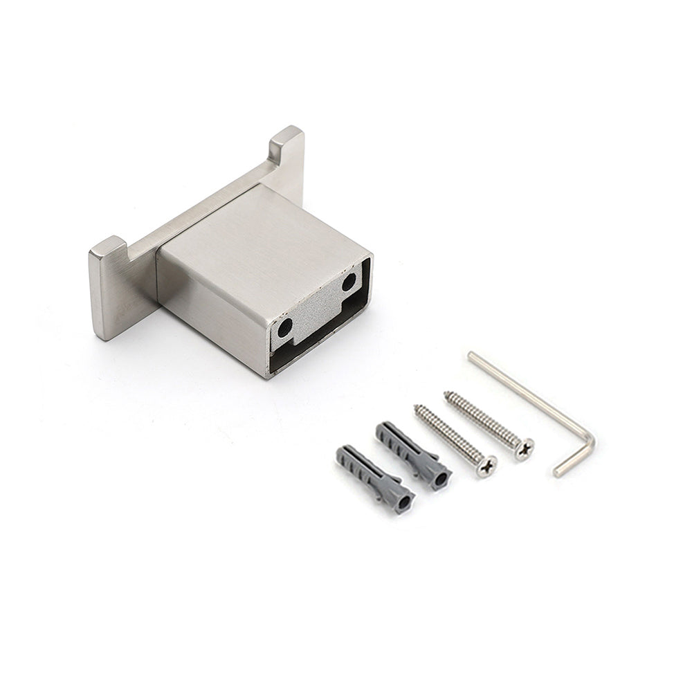 Brushed Nickel SUS Square Robe Hook Clothes Towel Holder Hanger Wall Mounted Kit
