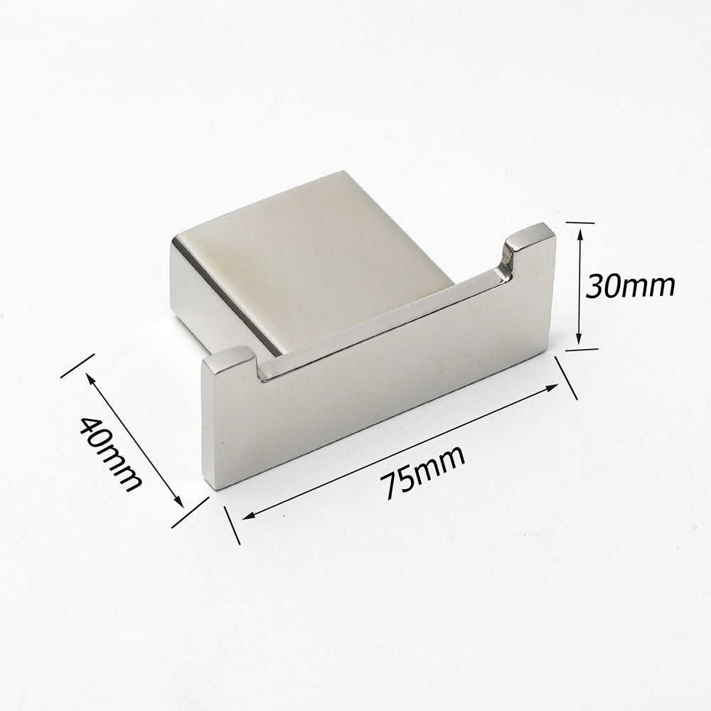 Chrome Square Robe Hook Clothes Towel Holder Bathroom Wall Mounted Hanger Kit