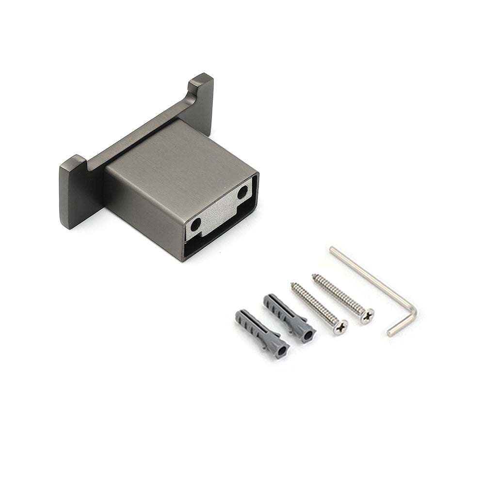 Gun Metal Square Robe Hook Clothes Towel Rack Holder Wall Mounted Double Hanger