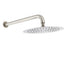 WELS Brushed Nickel Round 10" Rain Shower Head Straight Wall Mount Arm Mixer Set