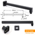 Matt Black Square 8" Rainfall Shower Head & 400mm Brass Straight Wall Mount Arm Set