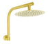 Brushed Gold Round 10 Inch Rain Shower Head Swivel Brass Gooseneck Wall Arm Set