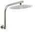 Brushed Nickel 12" Round Rainfall Shower Head 360°Swivel Gooseneck Wall Arm Set