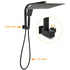 WELS Matt Black Dual Set 16" Extra Large Shower Head 3 Modes Handheld Gooseneck Arm Diverter