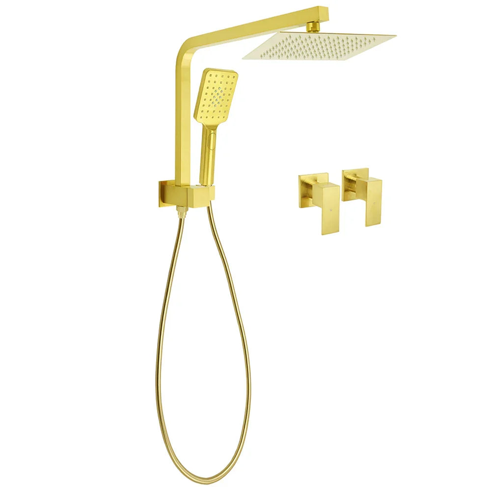 WELS Brushed Gold Twin Shower 8