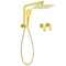 Brushed Gold Twin Shower 10" Rain Head Handheld Diverter Wall Arm Set Square Taps