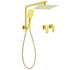 Brushed Gold Twin Shower 10" Rain Head Handheld Diverter Wall Arm Set Square Taps