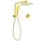 Brushed Gold Twin Shower 10" Rain Head Handheld Diverter Wall Arm Set Square Mixer