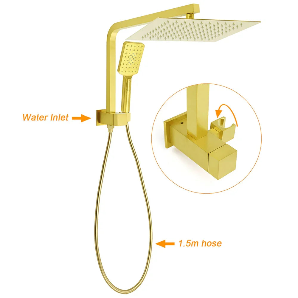 Brushed Gold Twin Shower 12